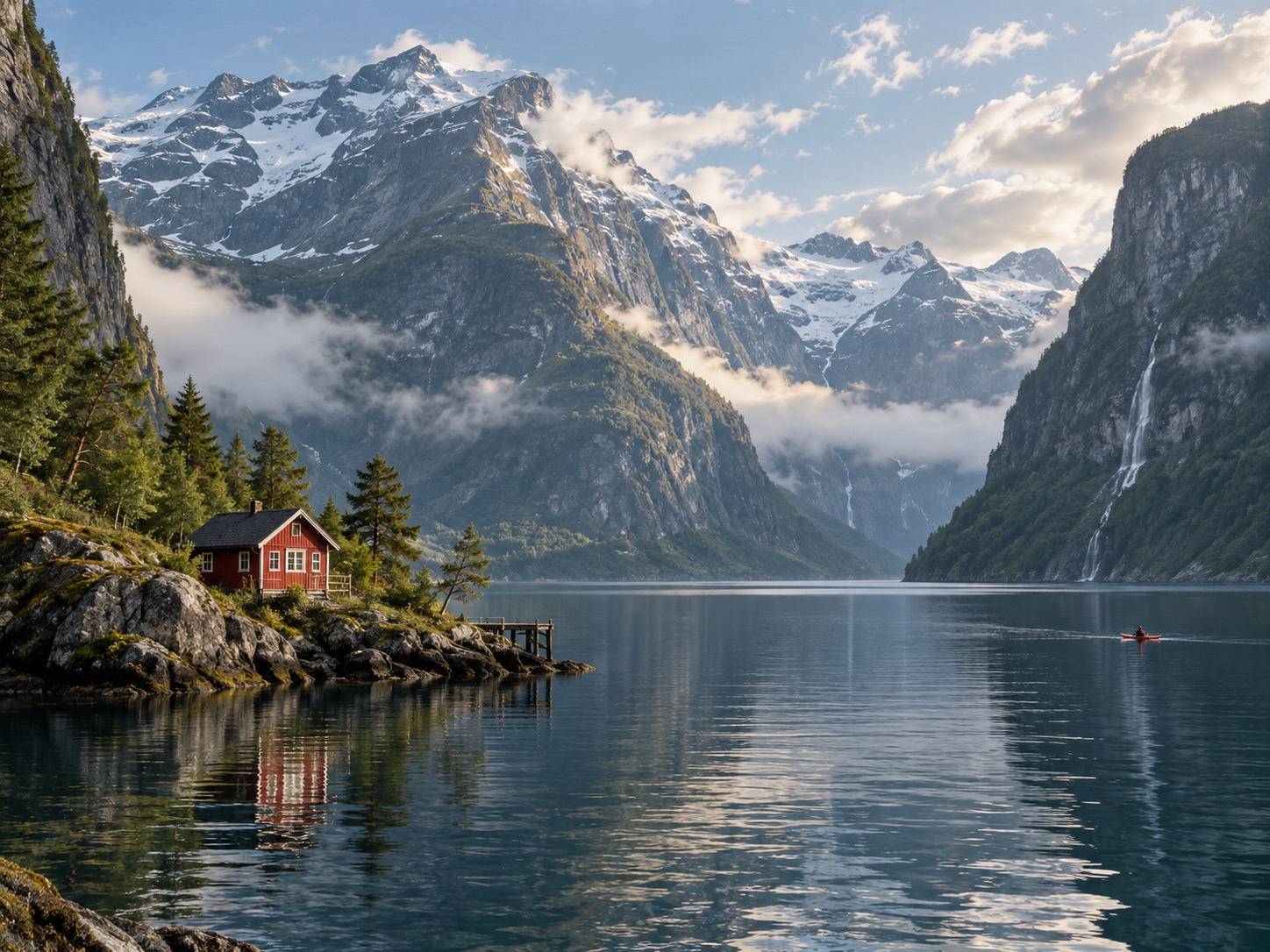 Still water and mountain scenery